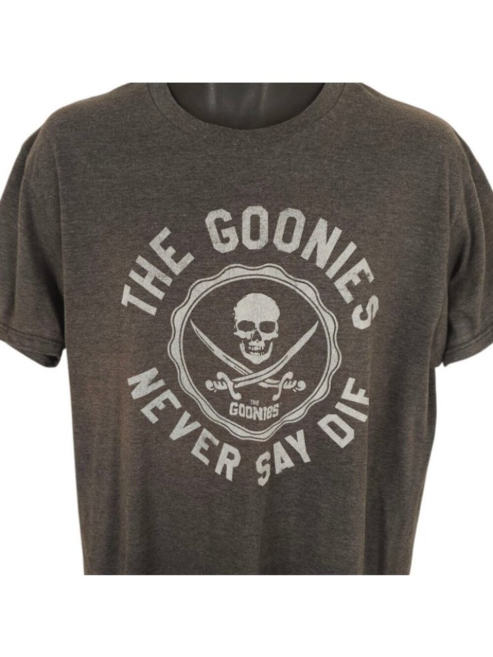 The Goonies T Shirt Mens Size Medium Gray Never Say Die Movie Tee Relaxed Fit